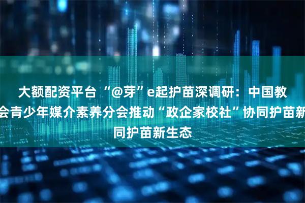 大额配资平台 “@芽”e起护苗深调研：中国教育学会青少年媒介素养分会推动“政企家校社”协同护苗新生态